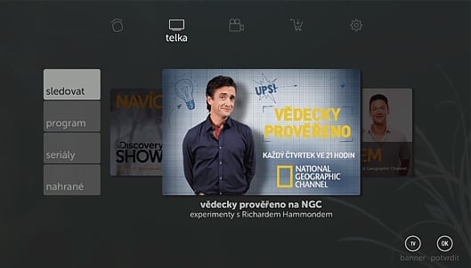 Uživatelské prostředí Kuki TV – hlavní menu