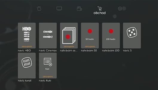Uživatelské prostředí Kuki TV – hlavní menu