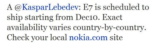 Nokia E7 Twitter