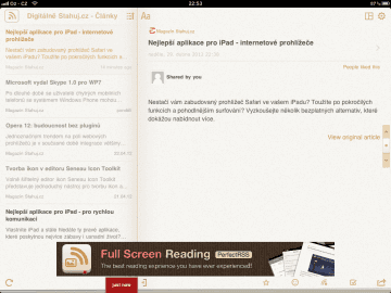 Perfect RSS Reader přináší hlavně podporu gest pro snadnější ovládání
