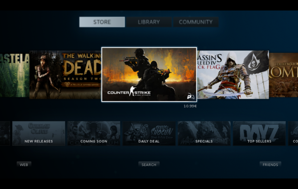 Procházení obchodu. Zobrazují se hry i pro ostatní systémy, ale to lze přenastavit.