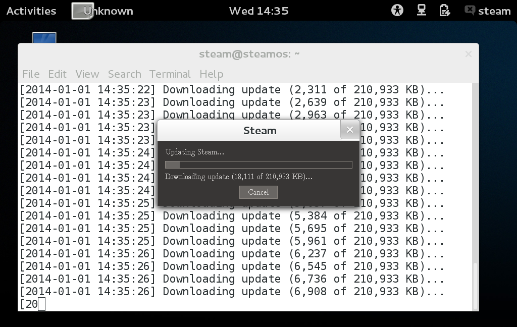 Klient Steamu v samotném obrazu obsažen není, takže je třeba stáhnout ještě cca 200 MB.