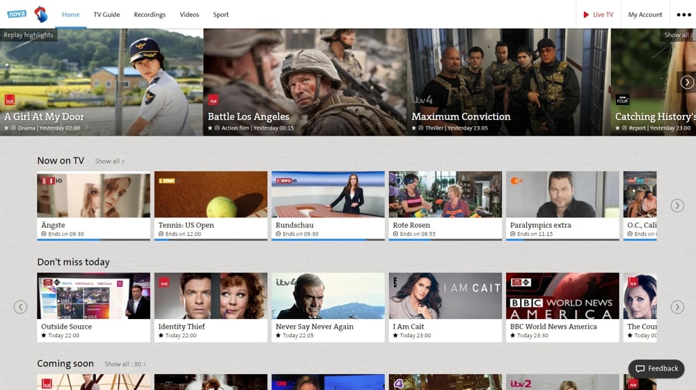 Swisscom TV Air - sekce menu