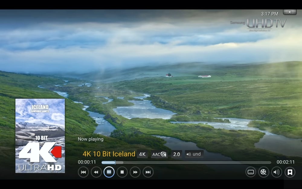 Ukázky přehrávání médií (KODI 16.1)