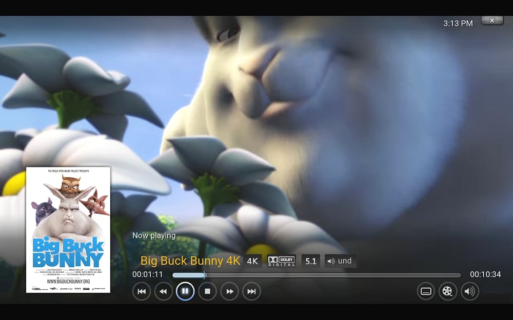 Ukázky přehrávání médií (KODI 16.1)