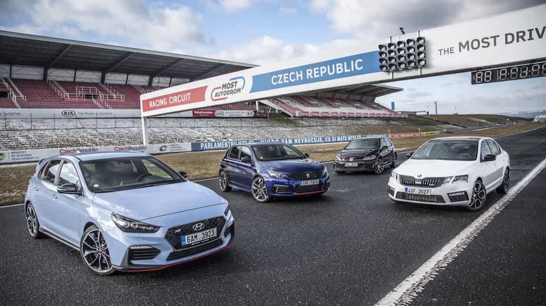 Hyundai i30N Performance vs. Škoda Octavia RS 245 vs. VW Golf GTI Performance vs. Peugeot 308 GTi: Na první dobrou