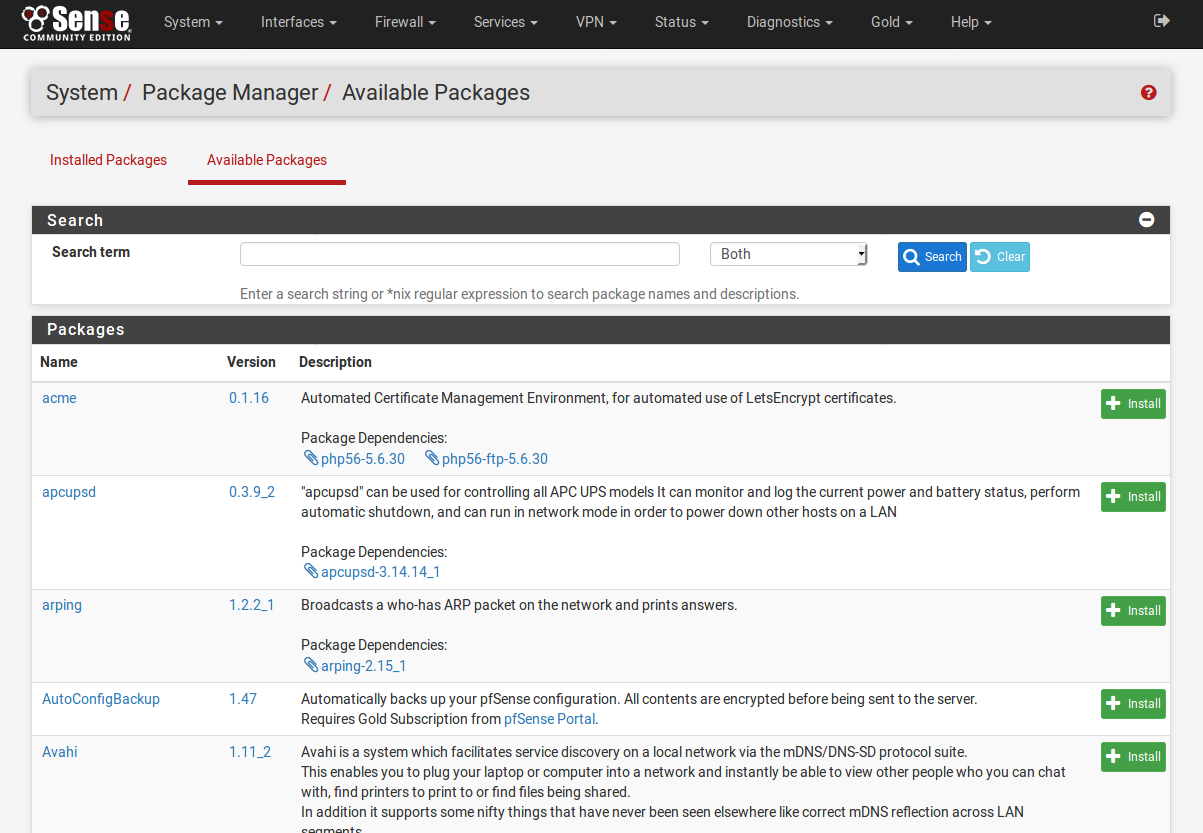 Packages_pfSense