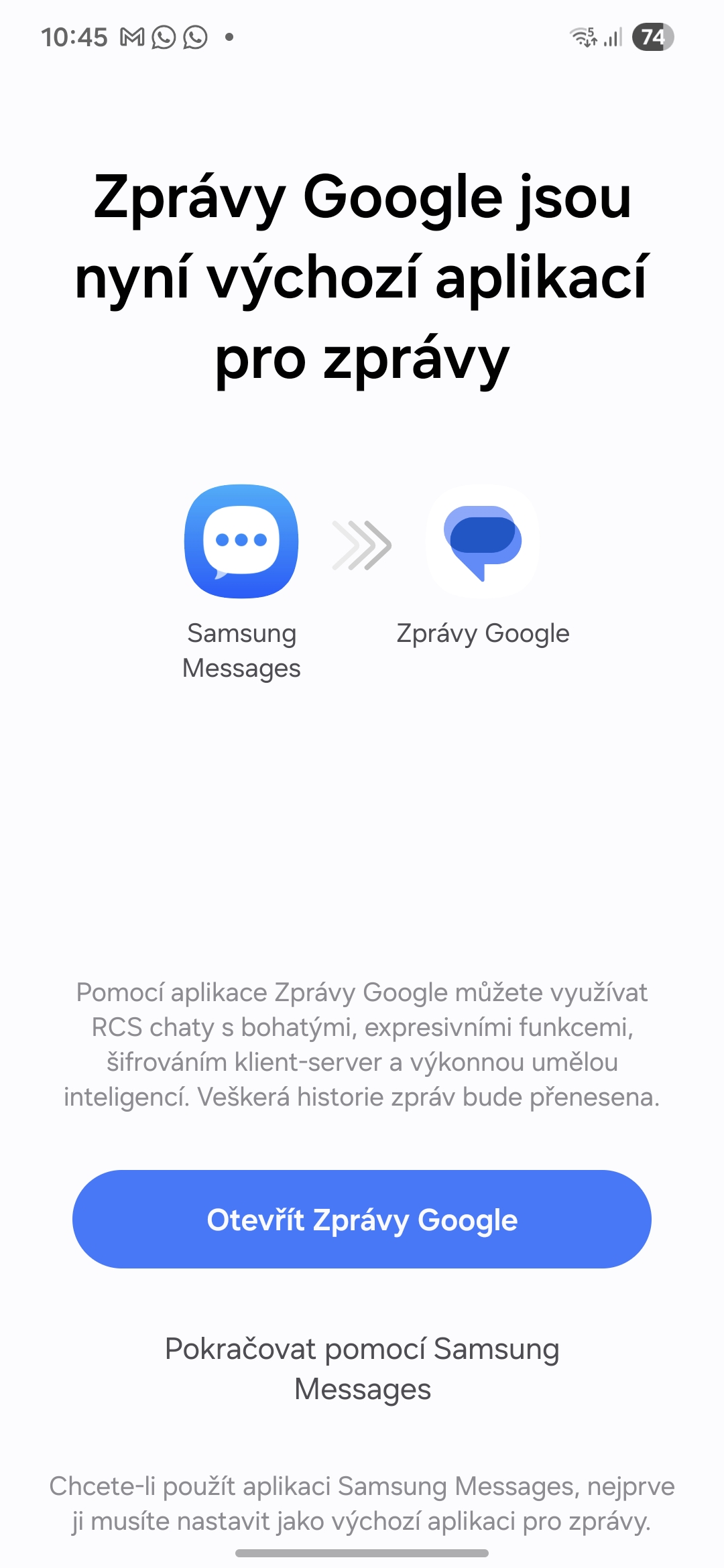 Aplikace Zprávy Samsung