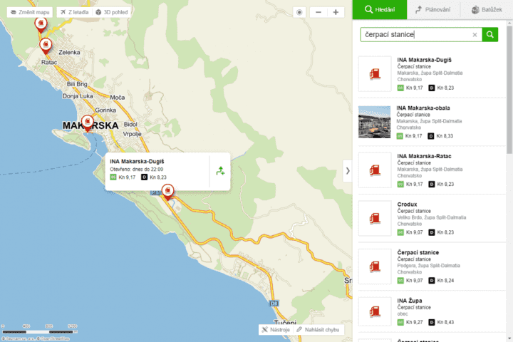 Mapy.cz ukazují ceny pohonných hmot v zahraničí