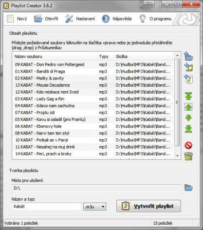 Playlist Creator vytváří playlisty