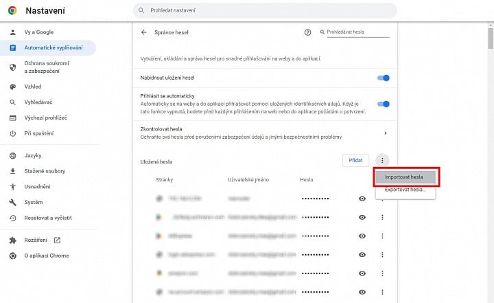 Jak na import hesel v Chrome (obr. 3) (zdroj: Cnews)