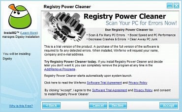 <p>Během instalace je vám nabídnuta například trial verze Registry Power Cleaner. Pokud nechcete být překvapeni, co všechno budete mít na vašem disku po instalaci Digsby, doporučuji dávat pozor při instalaci</p>