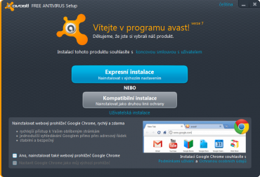 Při instalaci se ve výchozím nastavení instaluje i Google Chrome