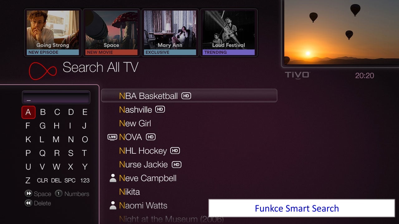 Ukázky GUI Virgin TV