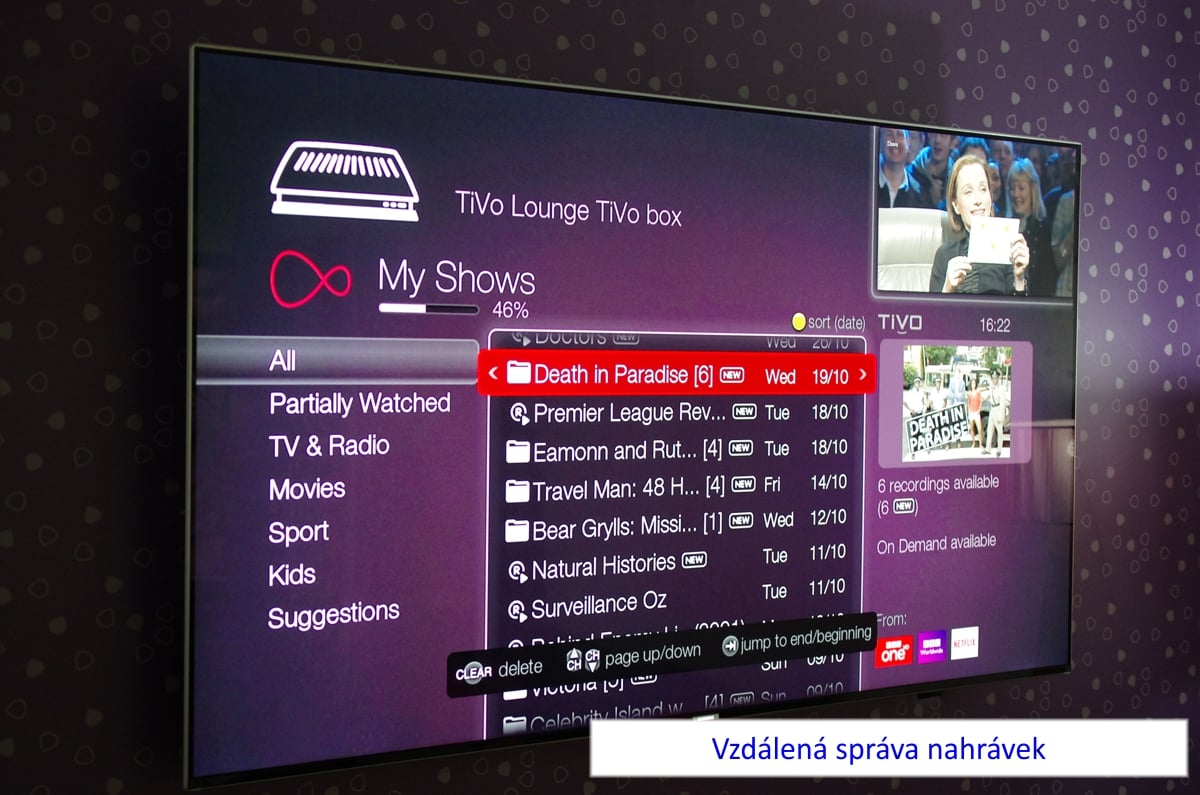 Ukázky GUI Virgin TV