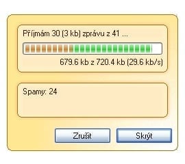 <p>Příjem zpráv se zapnutým Spamihilatorem. V pravém dolním rohu obrazovky se zobrazí toto okno, ve kterém je zobrazeno vše důležité.</p>