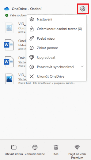 Nastavení OneDrive