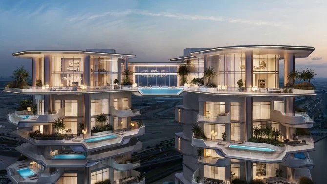 V Dubaji vzniká dvojice nových mrakodrapů propojených infinity bazénem