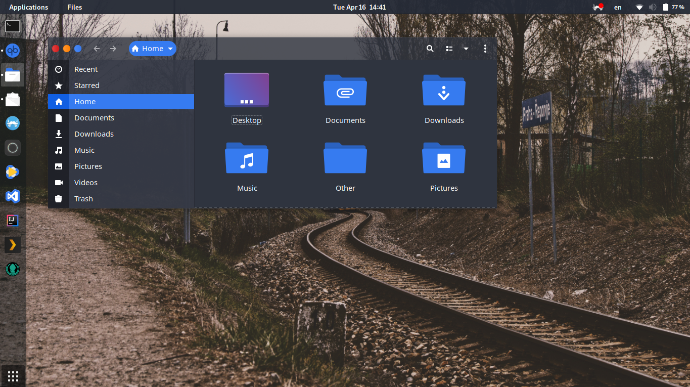 gnome, ikony a themes : flat-remix-gtk (blue dark), dash to dock , gshell - Dark Arc
