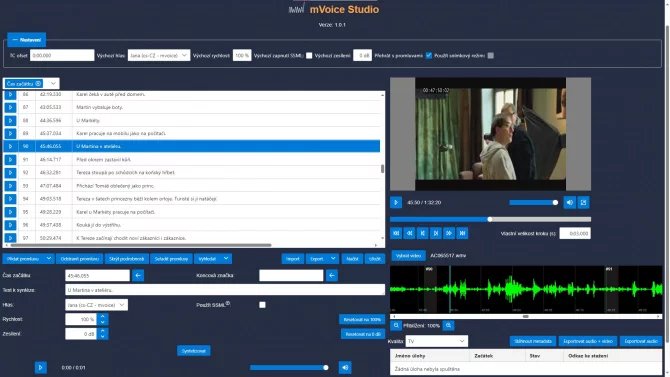 mVoice Studio MAMA AI - syntetický hlas pro audio description