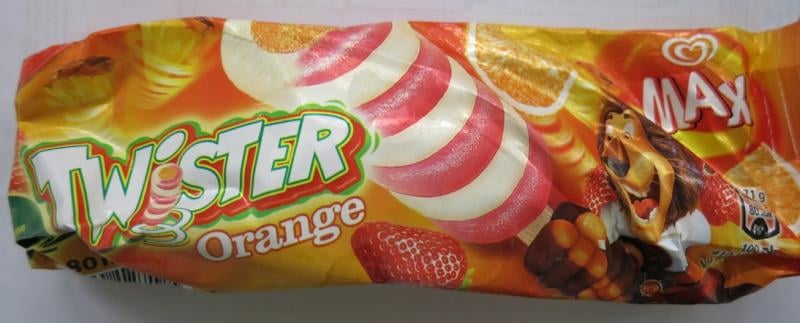 Twister Orange zmrzlina pomerančovo-jahodová a mražený krém s rostlinným tukem ananasový. Výrobek byl výrazně zdeformovaný - všechna balení dané potraviny vykazovala známky opětovného zmražení po roztátí (výrobek byl viditelně sražený, s vyloučenými průhlednými ledovými krystaly). Při kontrole nebyly zjištěny nevyhovující teploty skladování tohoto výrobku.