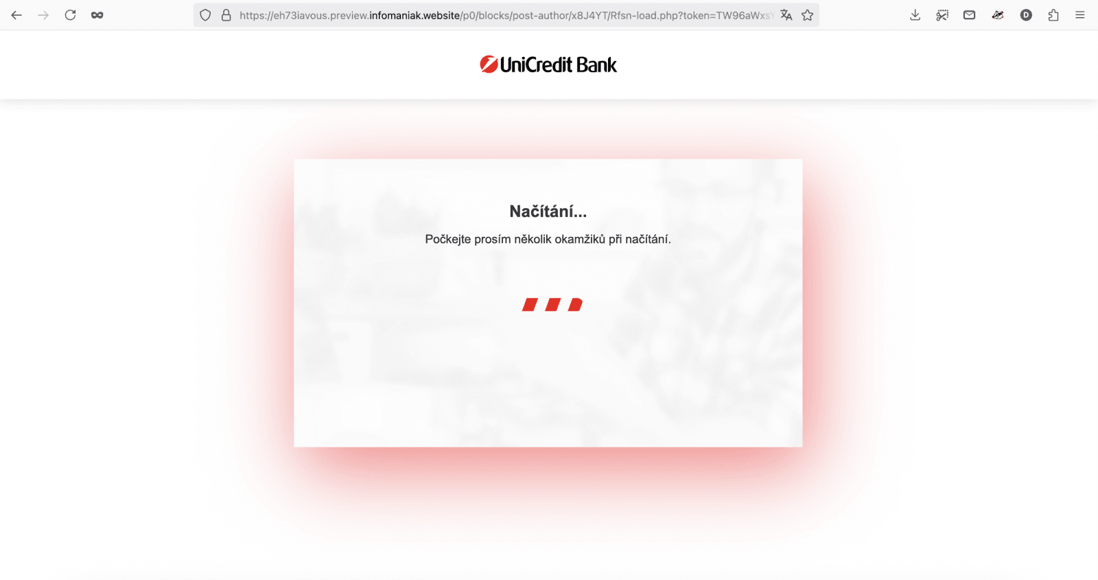 Podvodný e-mail cílící na klienty UniCredit Bank. (05/2025)