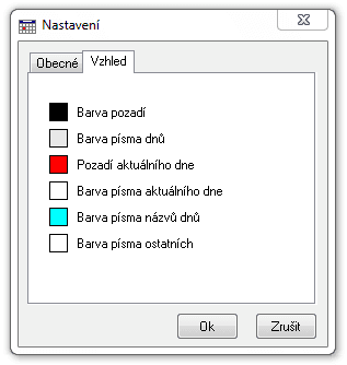 <p>Kalendář - nastavení barev</p>