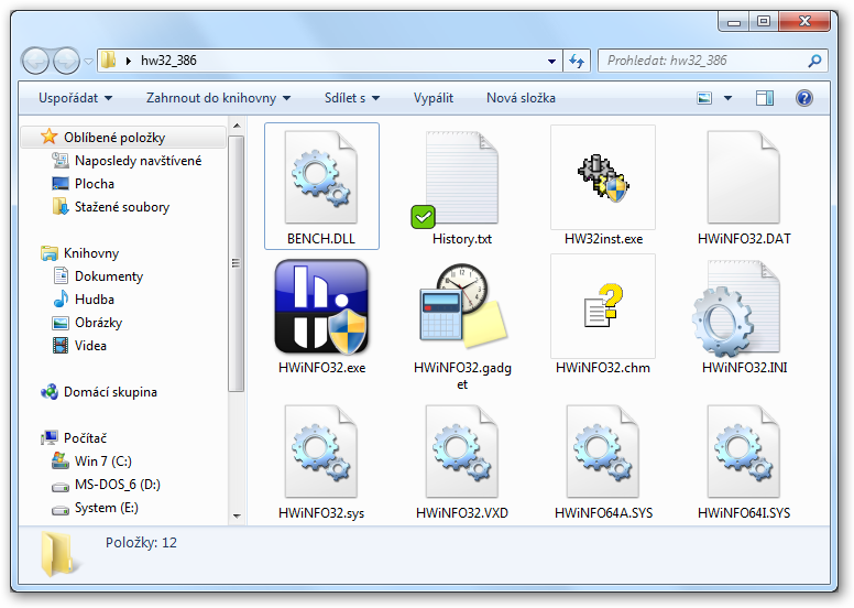 Obsah ZIP archivu (portable verze).