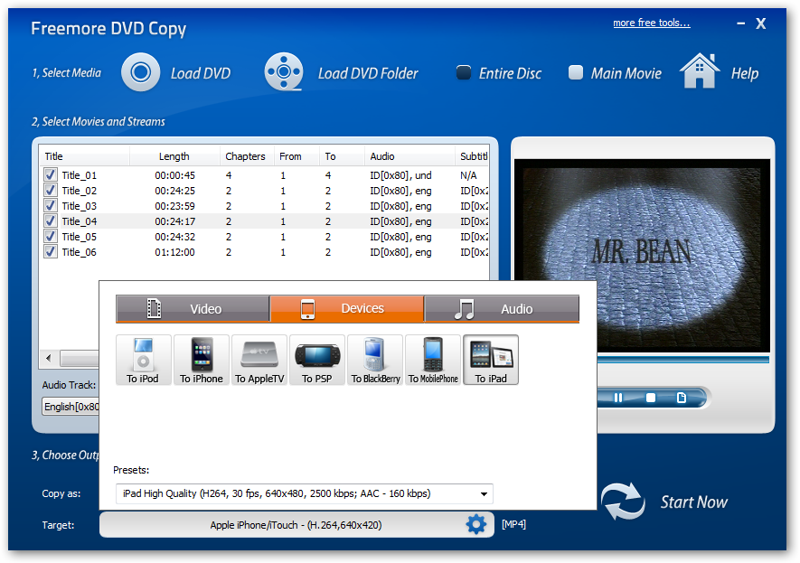 Kopírování DVD (Freemore DVD Copy).