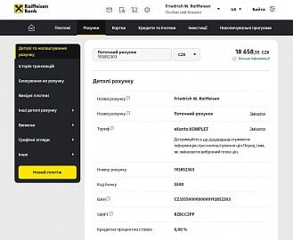 Ukrajinská verze internetového bankovnictví Raiffeisenbank