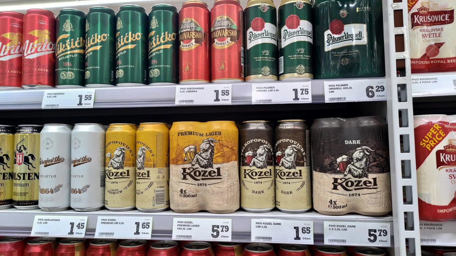 Ceny potravin v Chorvatsku. Konzum, město Krk na ostrově Krk. (9. 6. 2024)