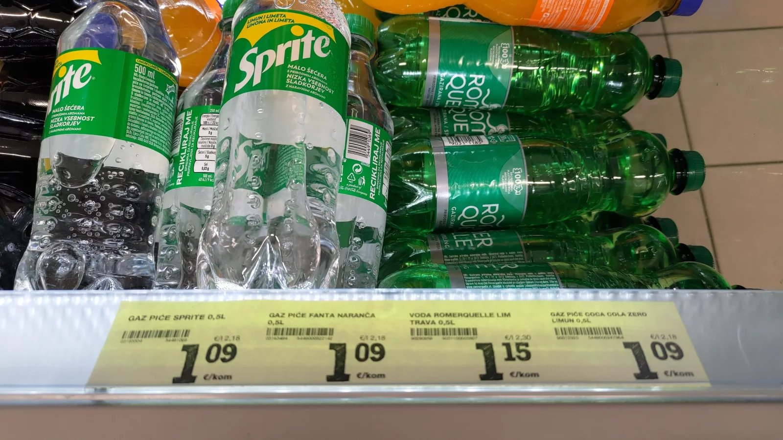 Ceny potravin v Chorvatsku. Konzum, město Krk na ostrově Krk. (9. 6. 2024)