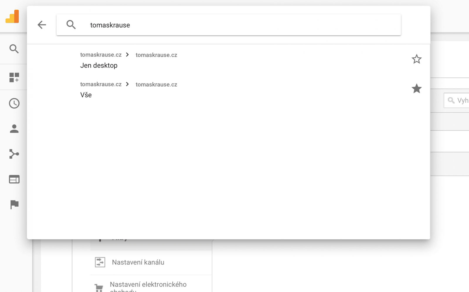 Jak udělat v GA Výběr dat