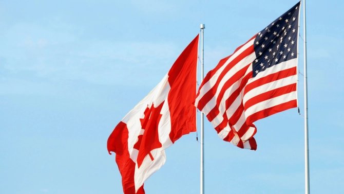 Americká a kanadská vlajka