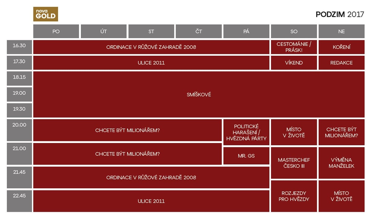 Programové schéma skupiny Nova pro podzim 2017