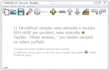 <p>Okno ukazuje krátký návod pro přidání fotografií</p>