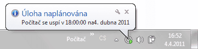 <p>Hlášení o vytvořené úloze</p>