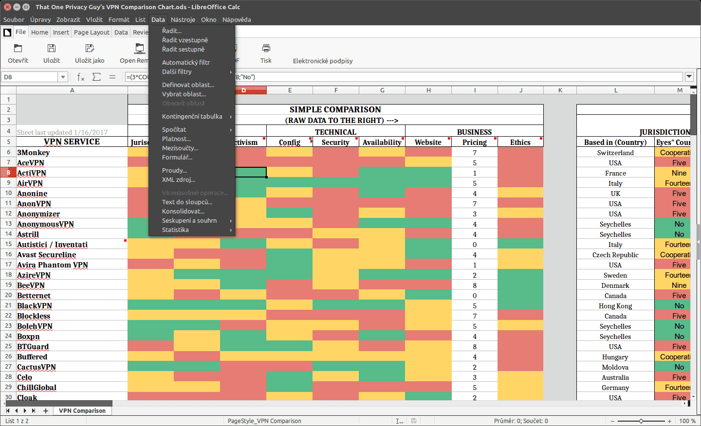 LibreOffice: rozhraní Notebook Bar (tabbed)
