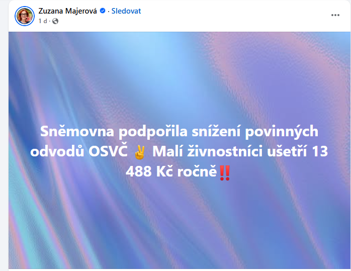 Facebookový profil Zuzany Majerové
