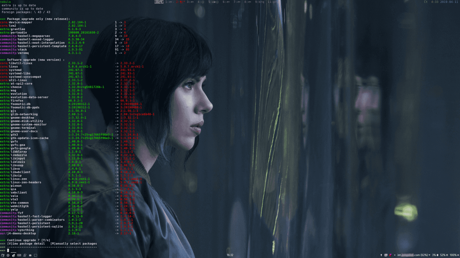 Arch, wayland, sway, tmux, fish, pacman