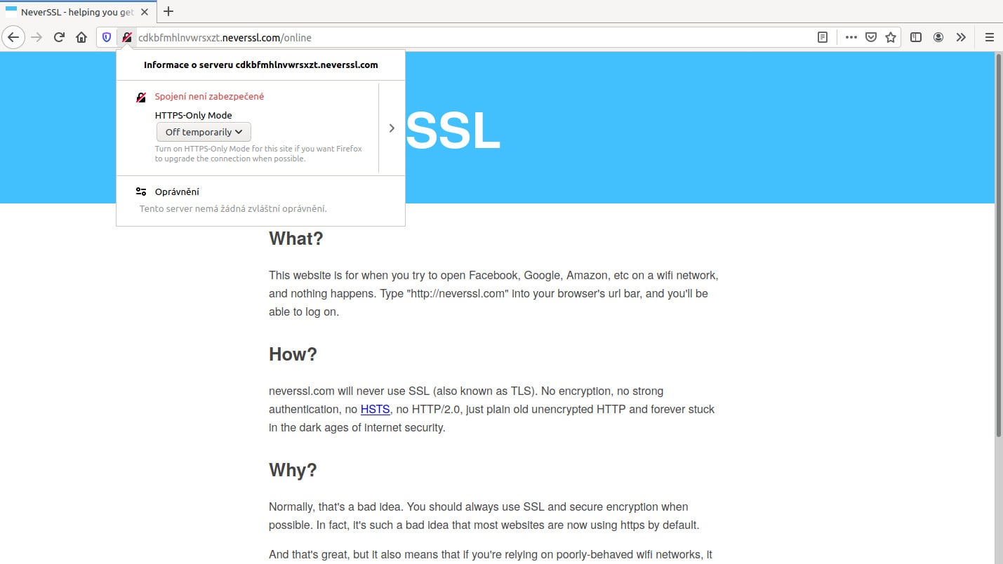 Po kliknutí na zámeček je možné upravit chování pro danou doménu.