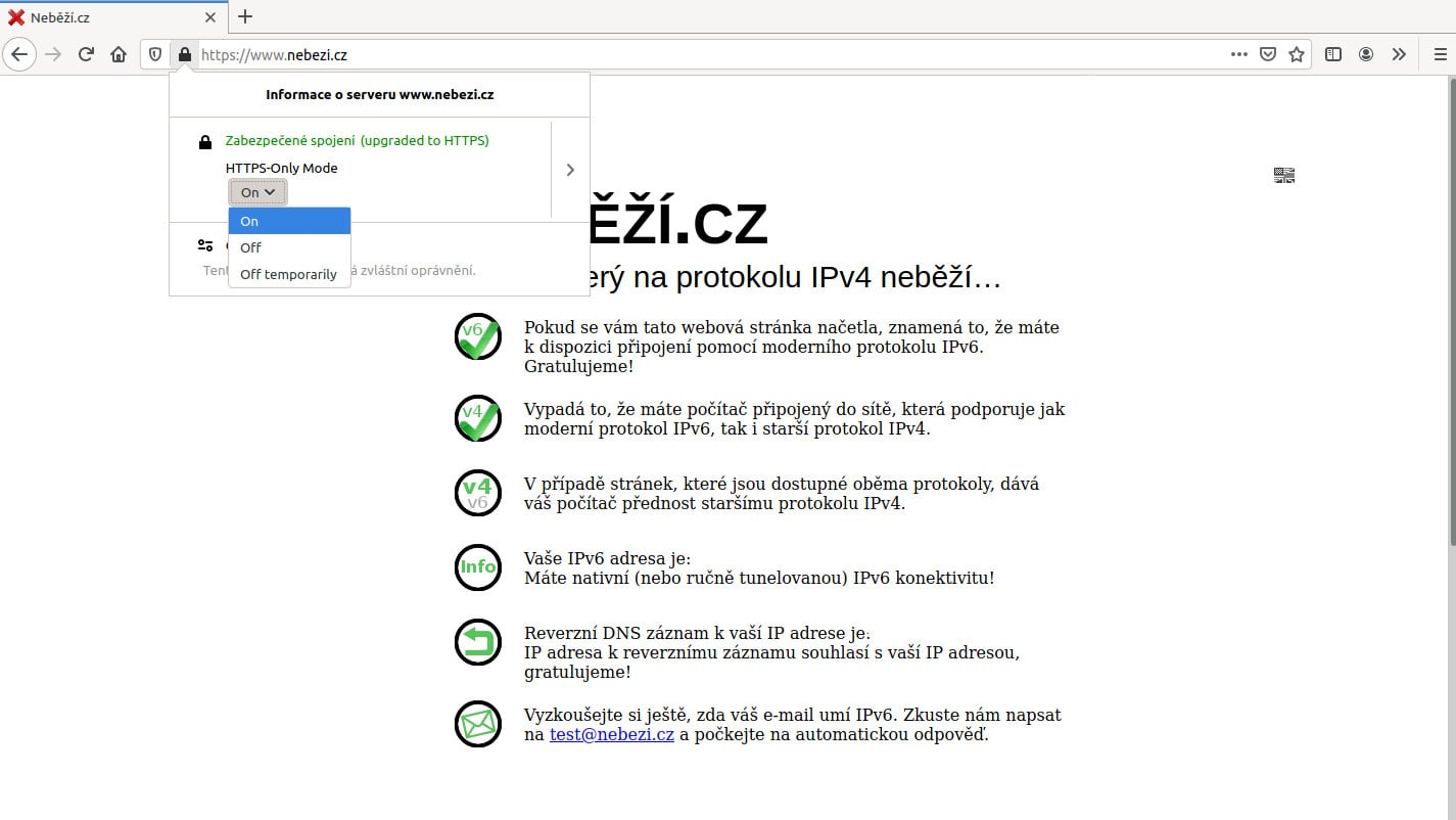 Totéž platí i o webech, na kterých jste byli automaticky přesměrování na HTTPS. Na ostatních webech se nic nemění.
