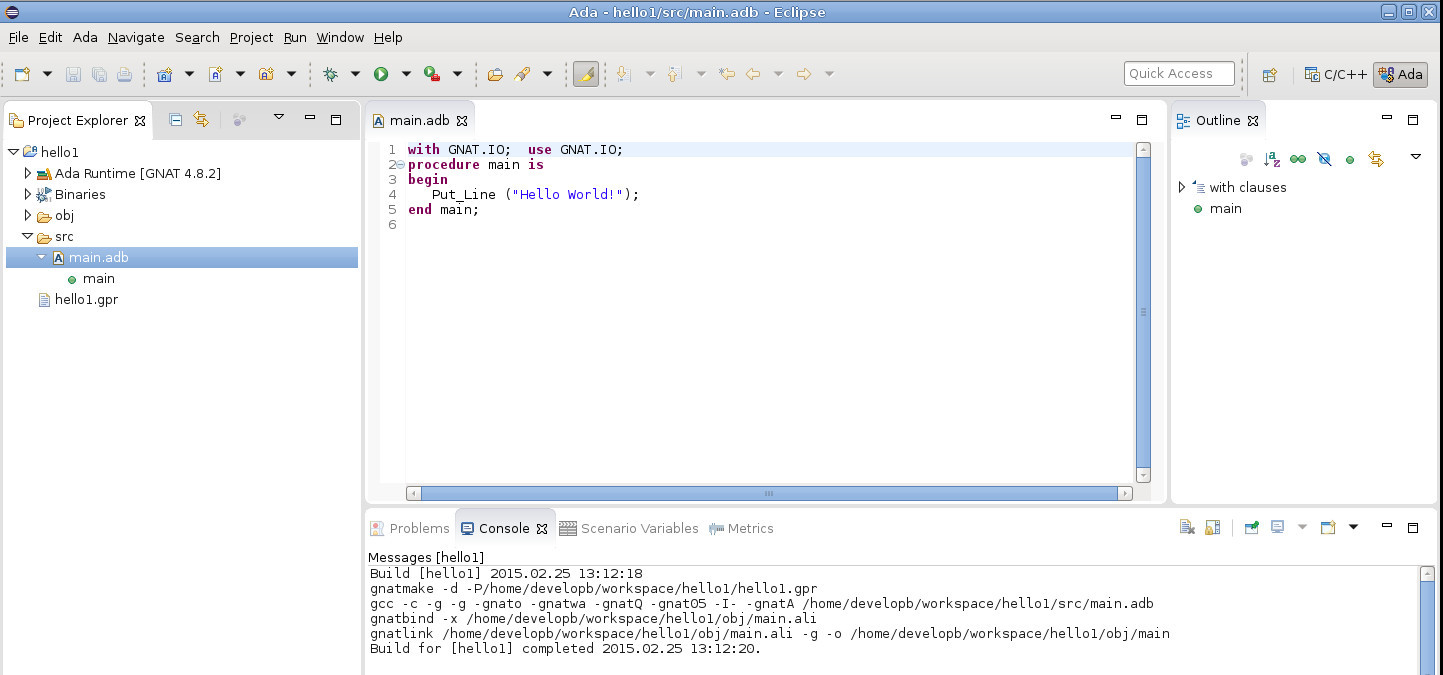 Ada projekt v Eclipse