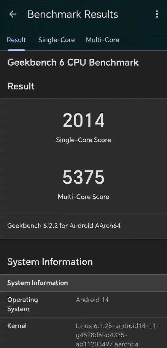 Výsledky benchmarku Geekbench 6