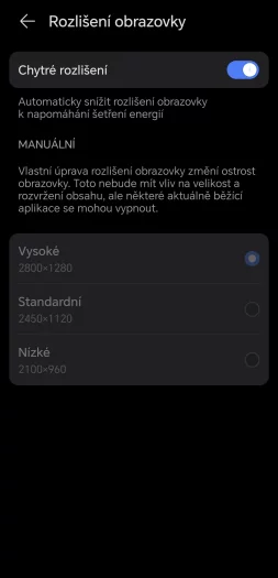 Chytré rozlišení mění rozlišení displeje pro dosažení větší úspory