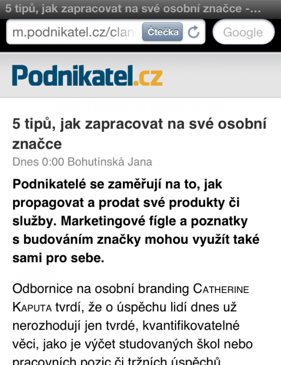 Mobilní verze Podnikatel.cz