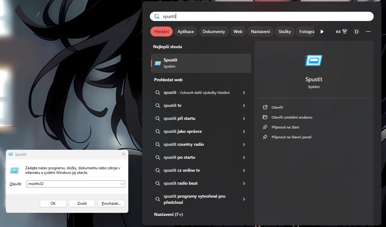 Pro plánované vypnutí počítače je nejdříve nutné otevřít aplikaci Spustit