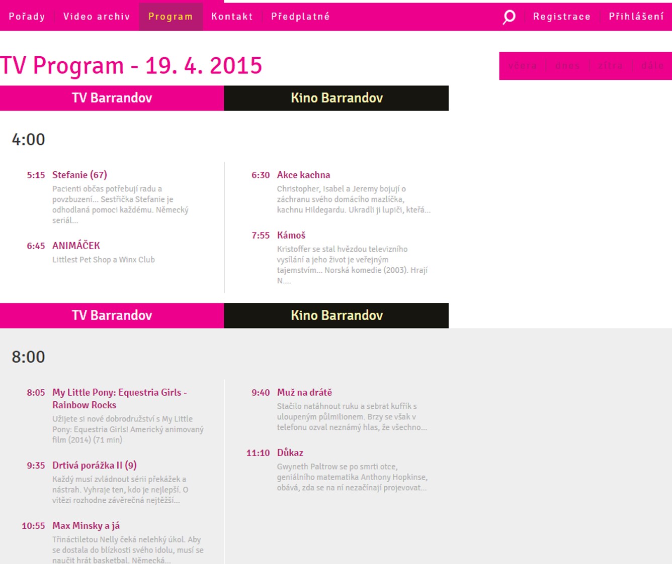 Nové webové stránky Televize Barrandov - duben 2015