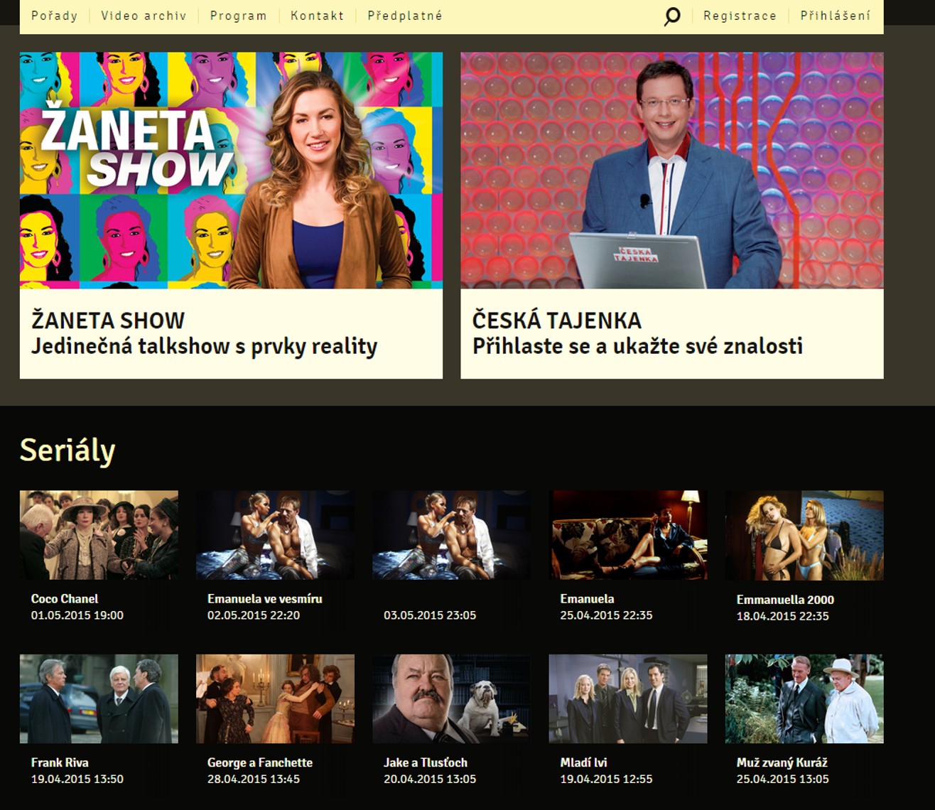 Nové webové stránky Televize Barrandov - duben 2015