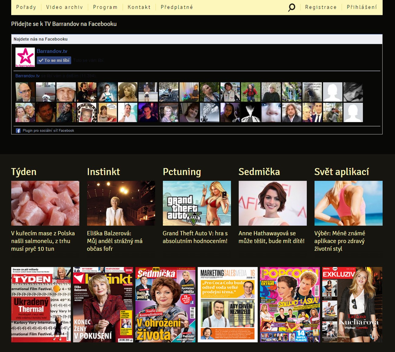 Nové webové stránky Televize Barrandov - duben 2015